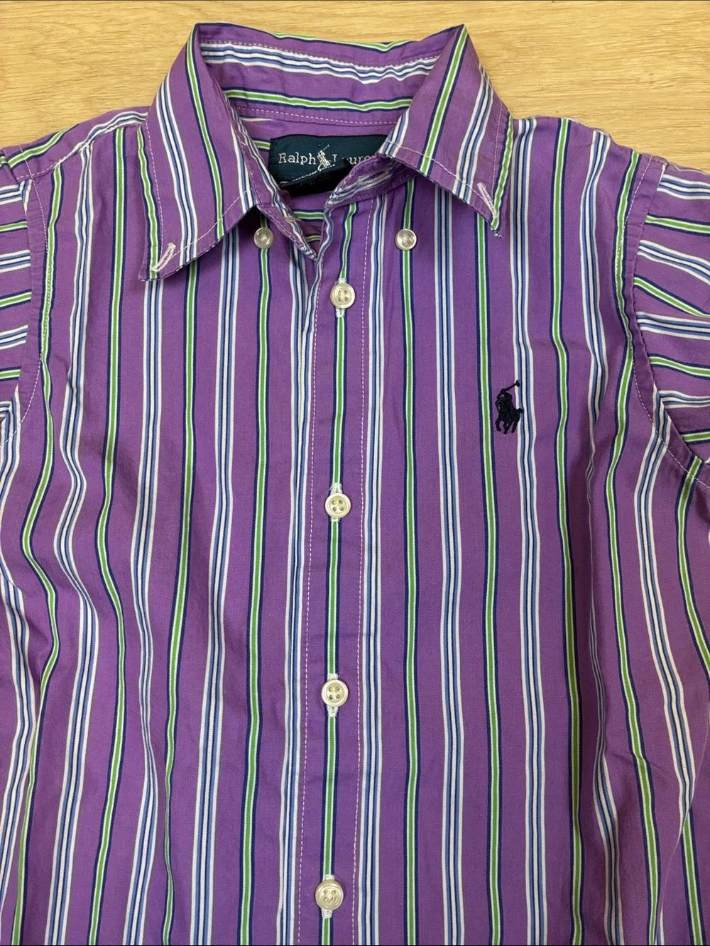 Ralph Lauren Purple, Green, Blue & White Stripe Button-Down Shirt